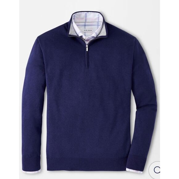 Peter Millar Whitaker Quarter-Zip Sweater Blue Men's XL Preppy - Picture 1 of 10